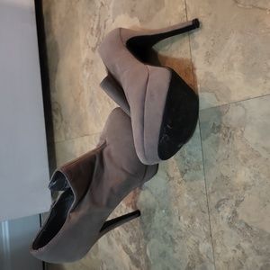 Gray platform booties